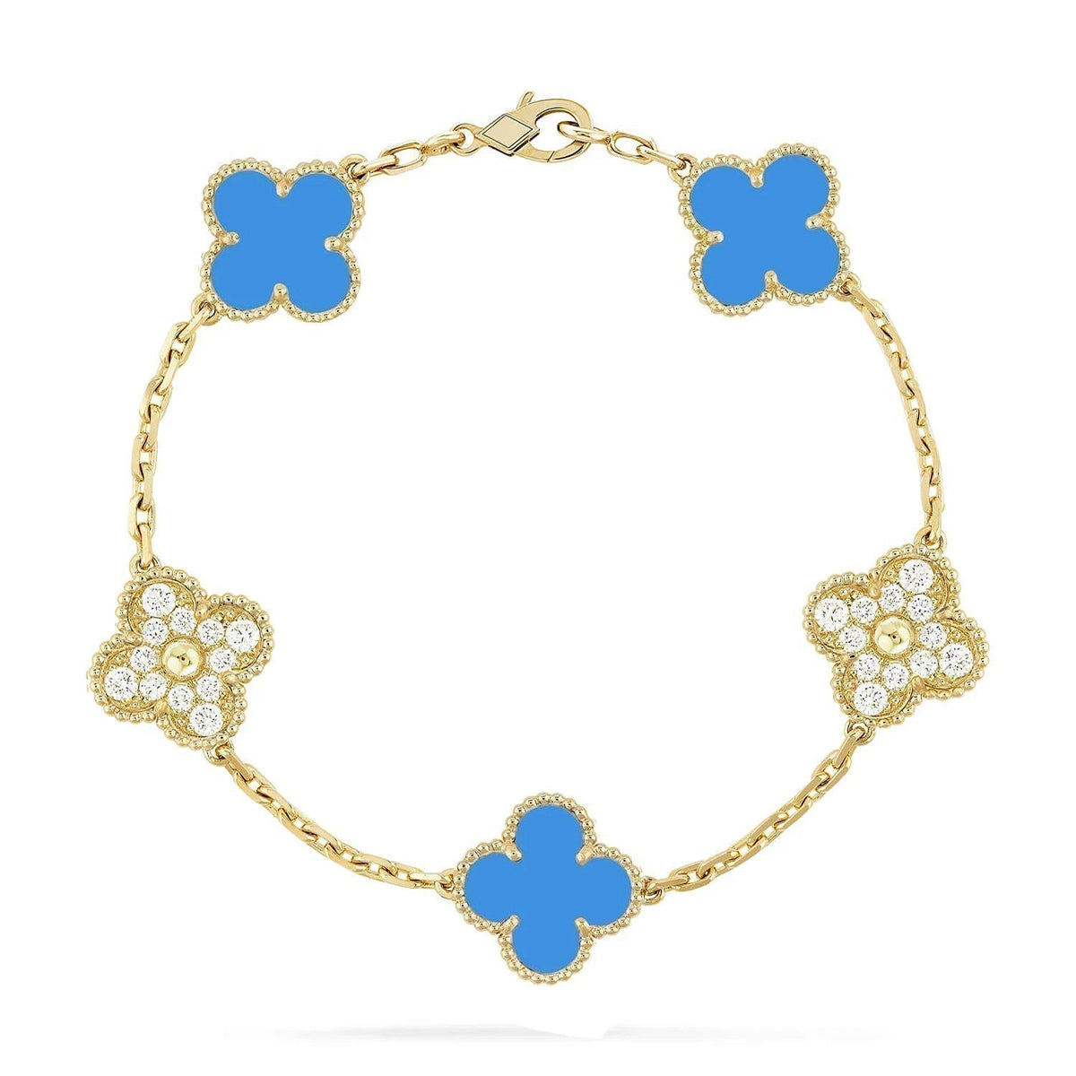 [Imperial]Nueva COLECCIÓN DE BRAZALETE TREBOL 5 MOTIVOS AGATA AZUL