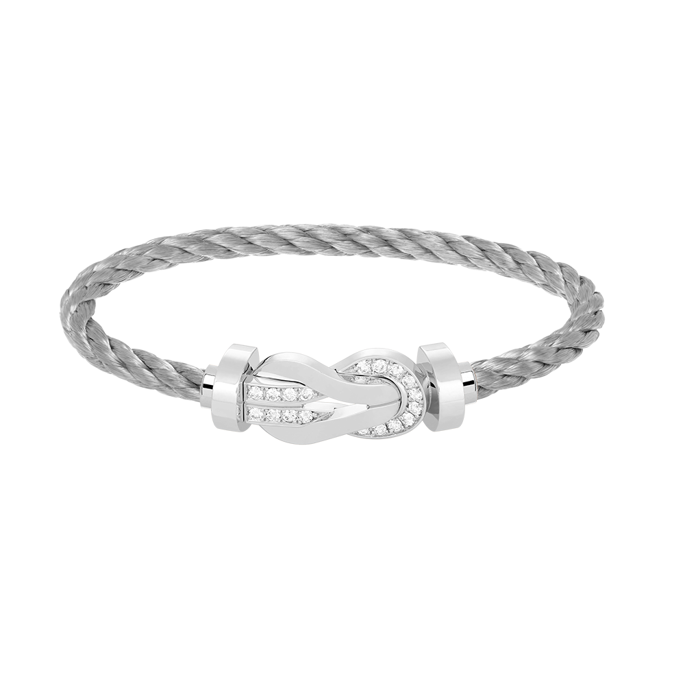 Imperial Chance Armband mit großer 8-stelliger Schnalle und Halbdiamant, Silber
