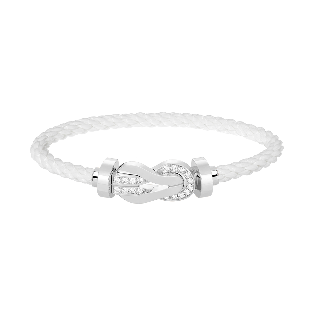 Imperial Chance Armband mit großer 8-stelliger Schnalle und Halbdiamant, Silber