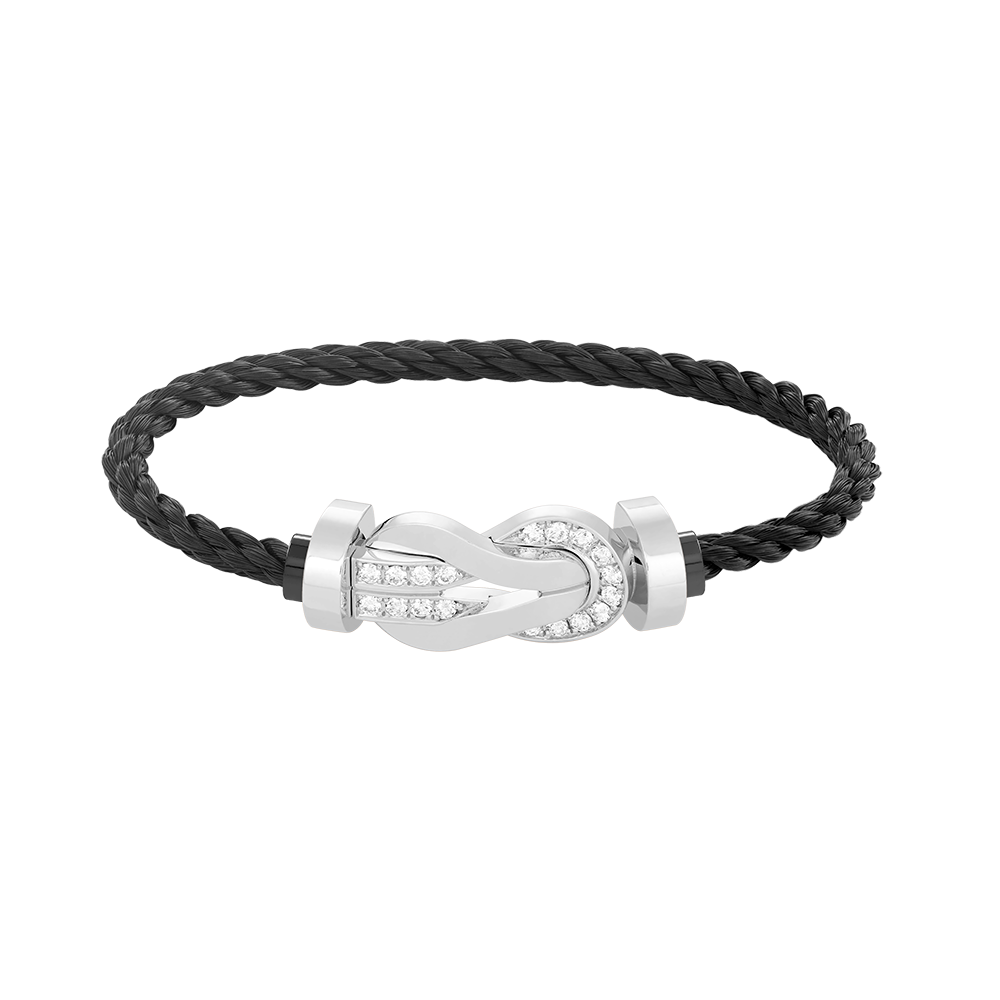 Imperial Chance Armband mit großer 8-stelliger Schnalle und Halbdiamant, Silber