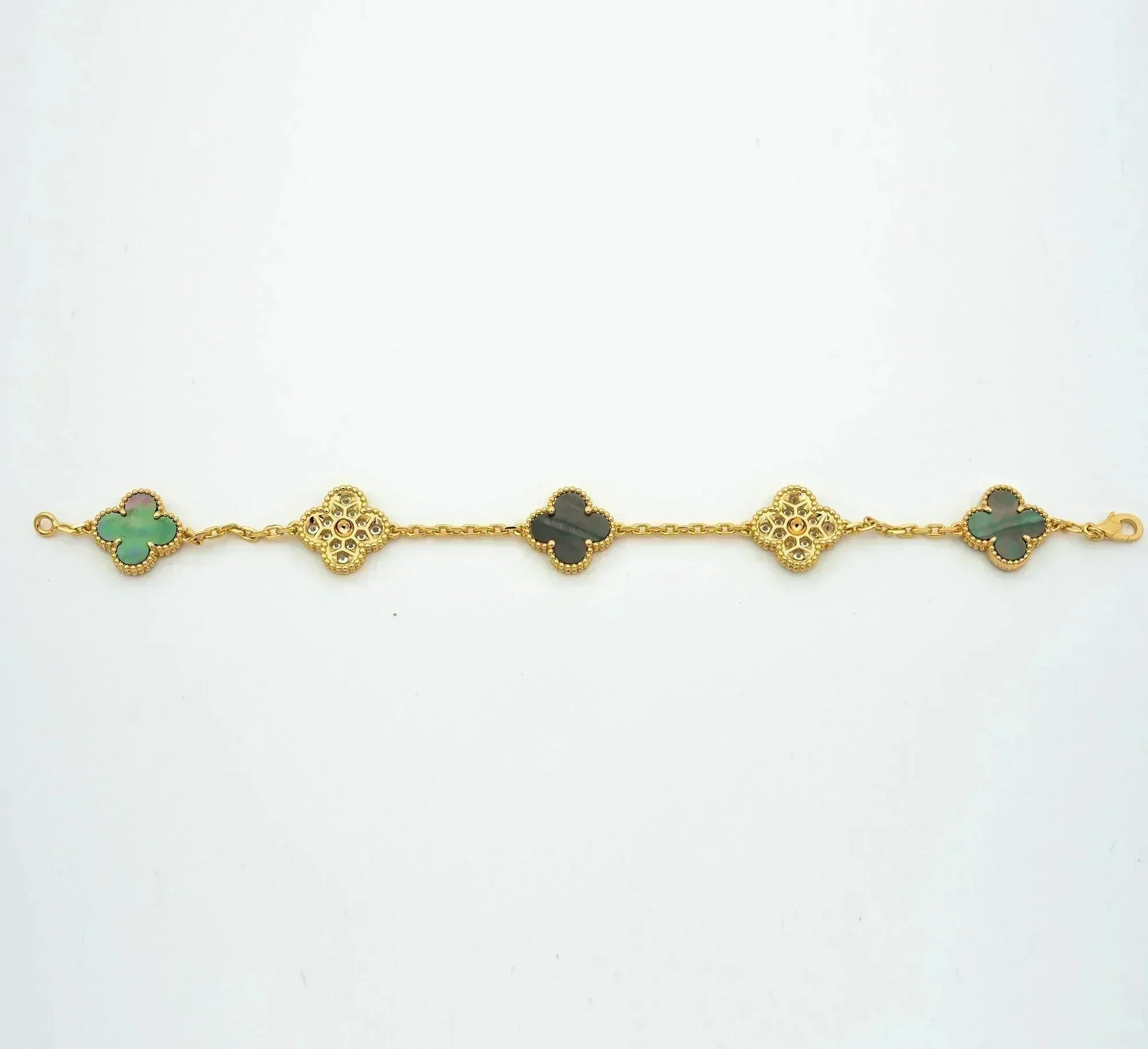 [Imperial]Nueva COLECCIÓN DE BRAZALETE TREBOL 5 MOTIVOS MADRE PERLA GRIS