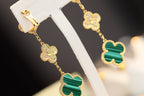 ¡®Imperial¡¯CLOVER EARRINGS GOLD MALACHITE DIAMOND 3 MOTIF
