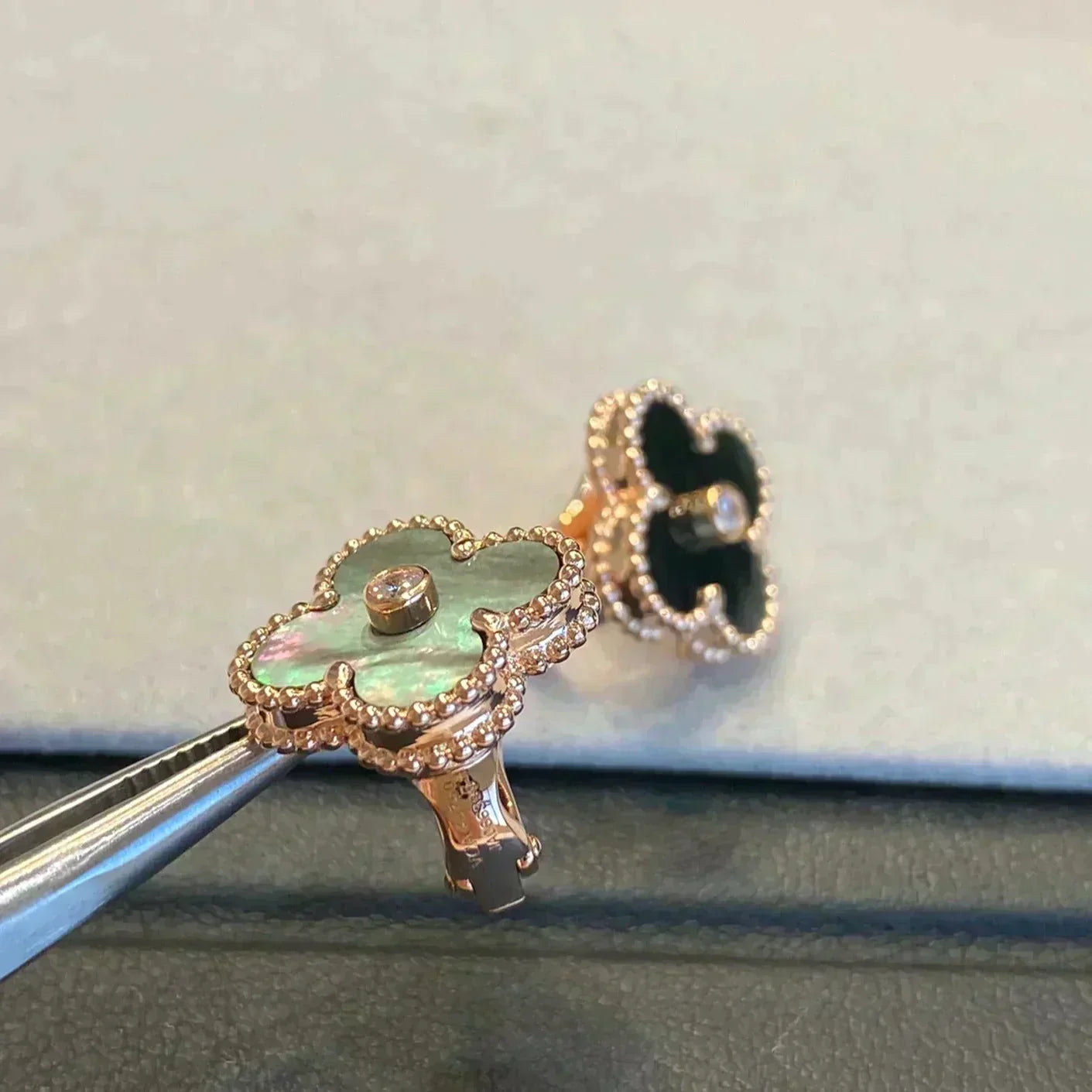 Imperial CLOVER MEDIUM 1 MOTIFS GRAUER MOP-DIAMANT-OHRRINGE