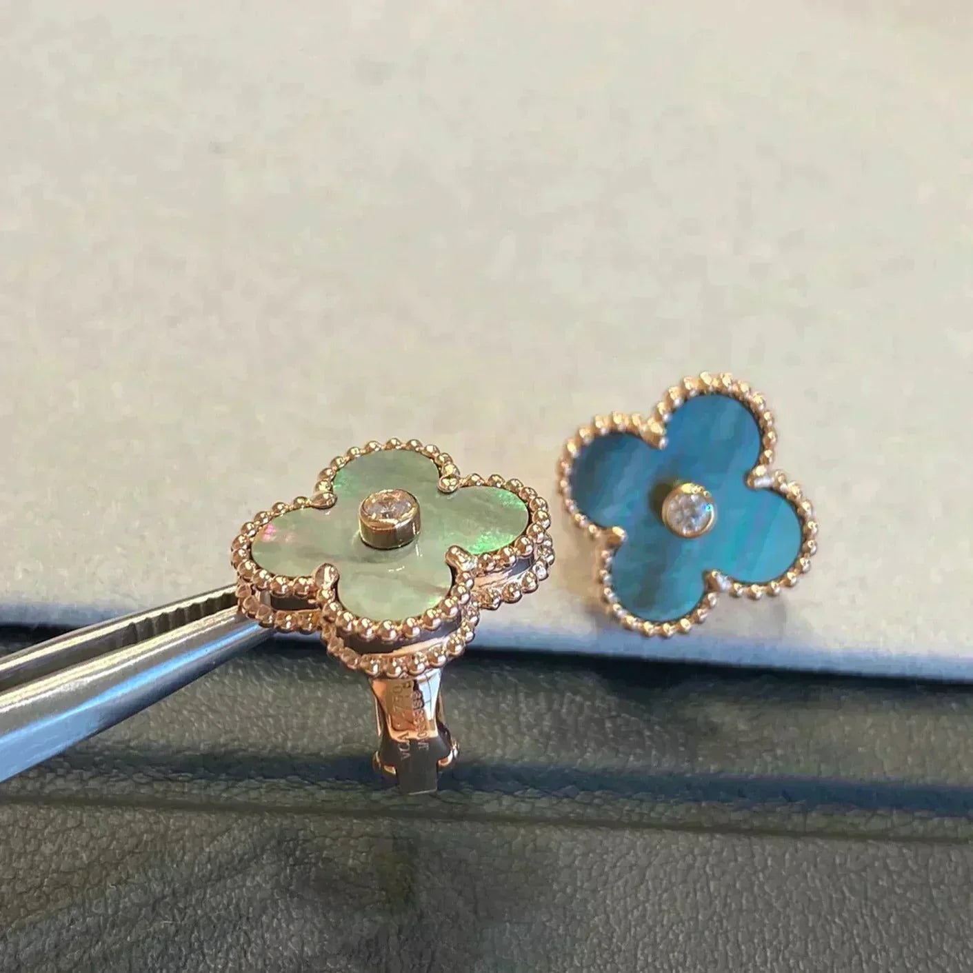 Imperial CLOVER MEDIUM 1 MOTIFS GRAUER MOP-DIAMANT-OHRRINGE