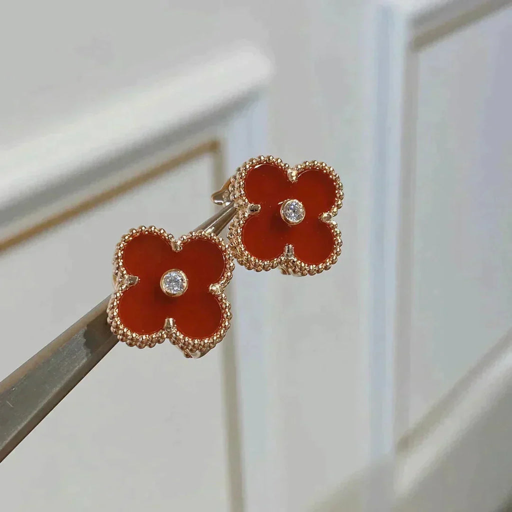 Imperial CLOVER MEDIUM 1 MOTIFS CARNELIAN DIAMOND Earrings