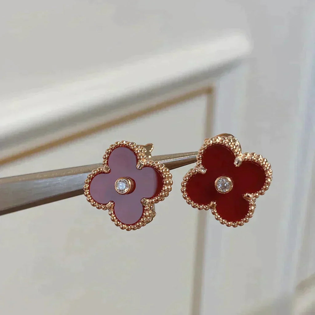 Imperial CLOVER MEDIUM 1 MOTIFS CARNELIAN DIAMOND Earrings