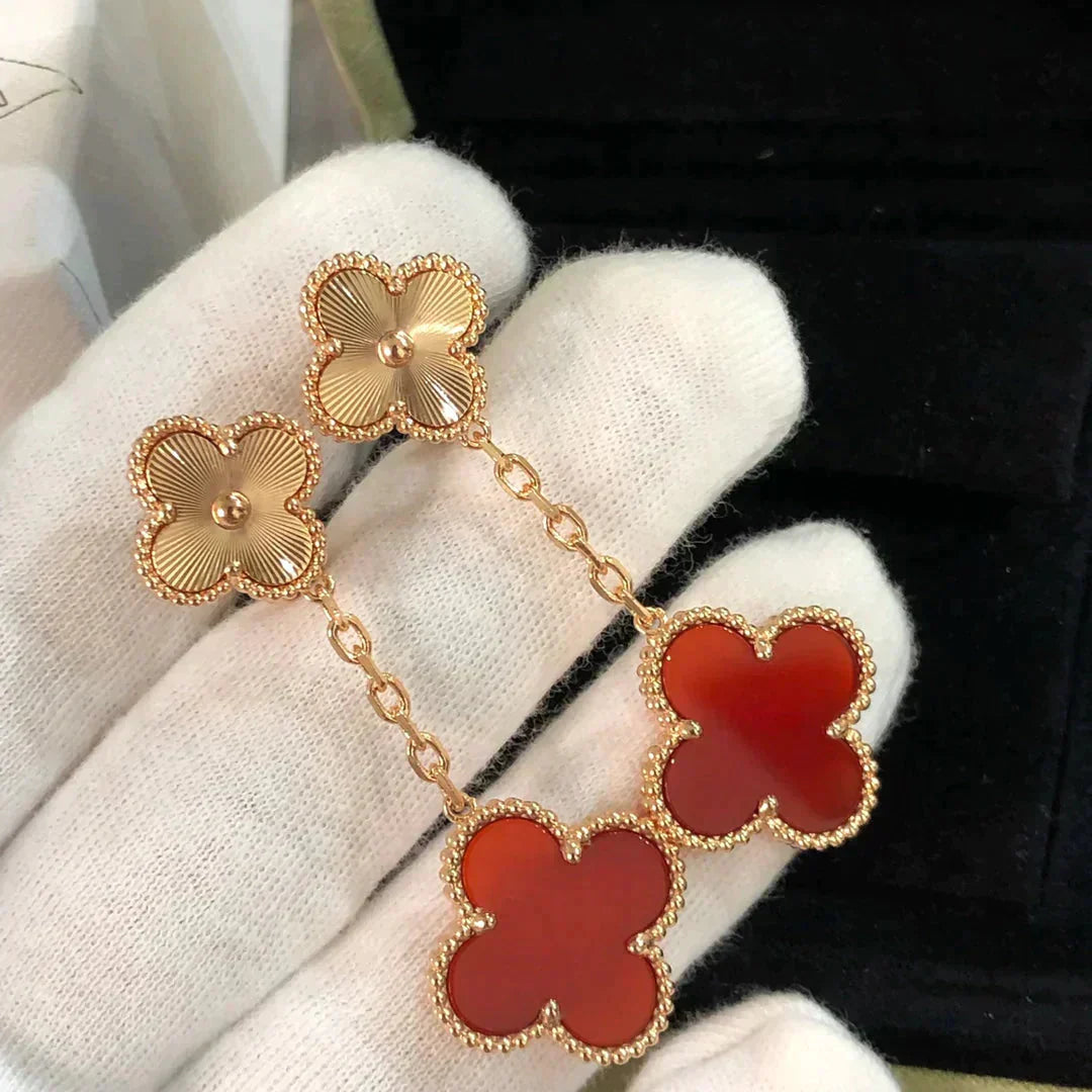 Imperial CLOVER 2 MOTIF LASER CARNELIAN EARRINGS