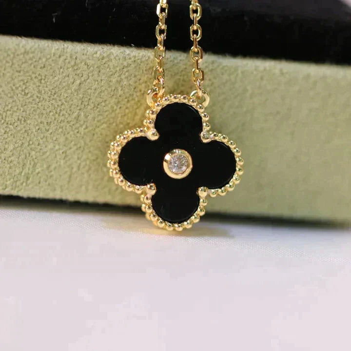 ¡®Imperial¡¯CLOVER 15MM DIAMOND ONYX NECKLACE