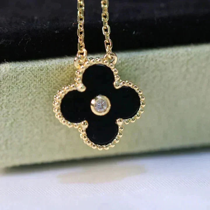 ¡®Imperial¡¯CLOVER 15MM DIAMOND ONYX NECKLACE