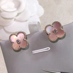 ¡®Imperial¡¯CLOVER MEDIUM 1 MOTIFS  PINK MOP DIAMOND EARRINGS