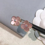 ¡®Imperial¡¯CLOVER MEDIUM 1 MOTIFS  PINK MOP DIAMOND EARRINGS
