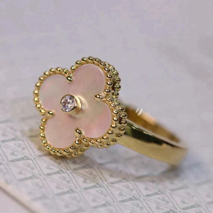 Imperial CLOVER PINK MOP RING GOLD DIAMOND