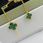 ¡®Imperial¡¯MAGIC CLOVER MALACHITE GOLD BRACELET 5 MOTIFS