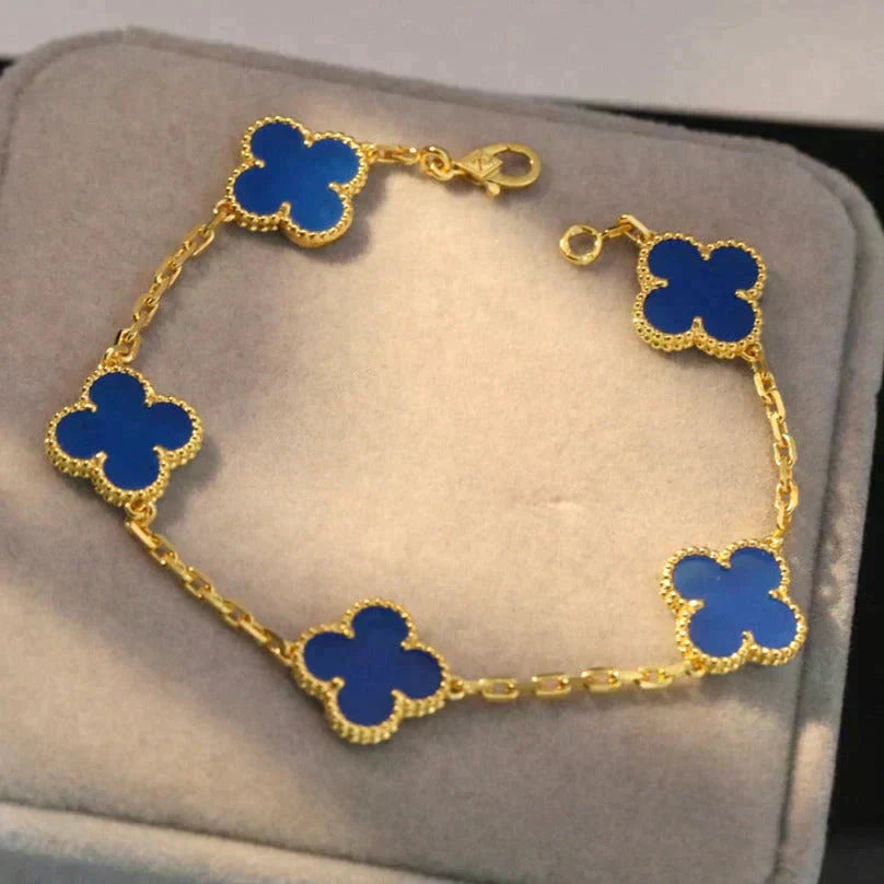 [Imperial]Nueva COLECCIÓN DE BRAZALETE TREBOL 5 MOTIVOS AGATA AZUL