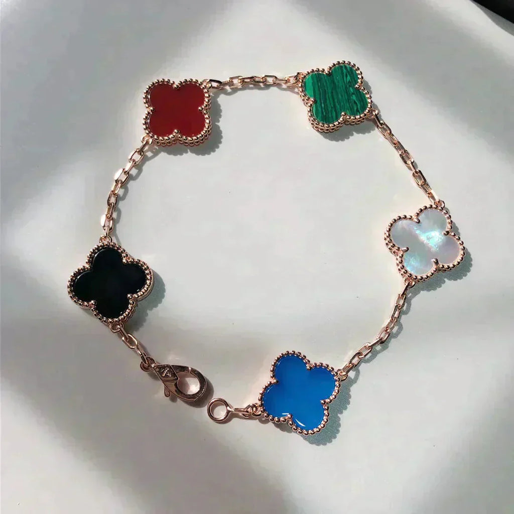 [Imperial]Nuevo BRAZALETE MULTICOLOR TREBOL 5 MOTIVOS