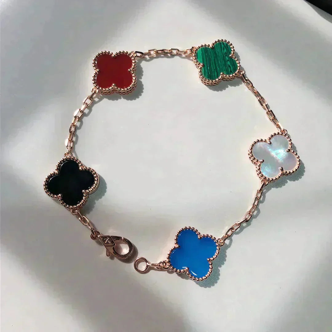 [Imperial]Nuevo BRAZALETE MULTICOLOR TREBOL 5 MOTIVOS