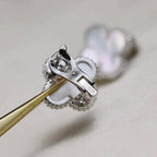 ¡®Imperial¡¯CLOVER MEDIUM 1 MOTIFS  WHITE MOP EARRINGS SILVER