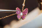 Imperial Butterfly Halskette aus rotem Diamanten in Roségold