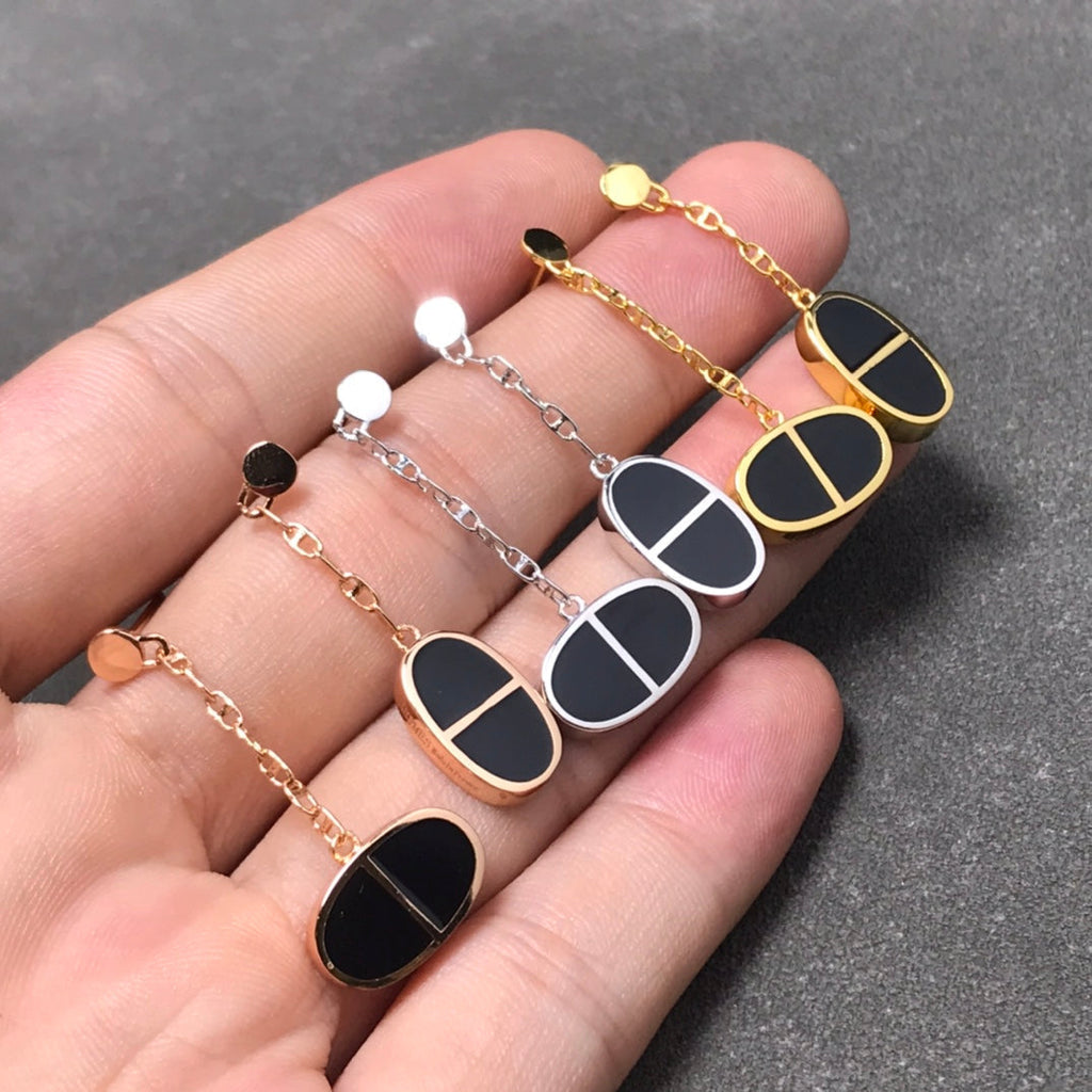 Imperial Chain Verso Ohrringe aus schwarzer Keramik und Silber