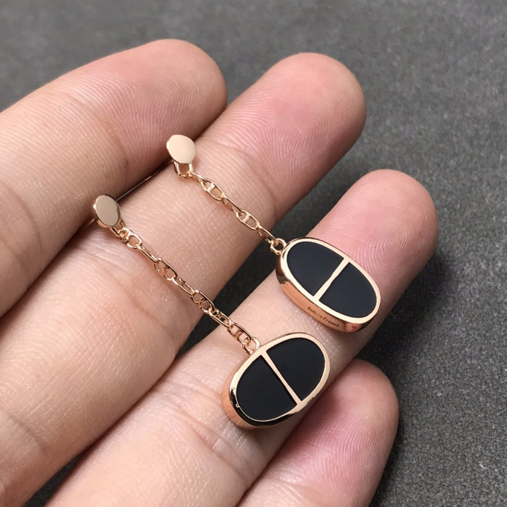 Imperial Chain Verso Ohrringe aus schwarzer Keramik und Silber