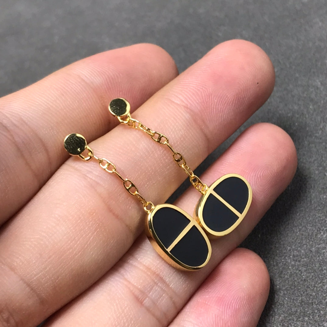 Imperial Chain Verso Ohrringe aus schwarzer Keramik und Silber