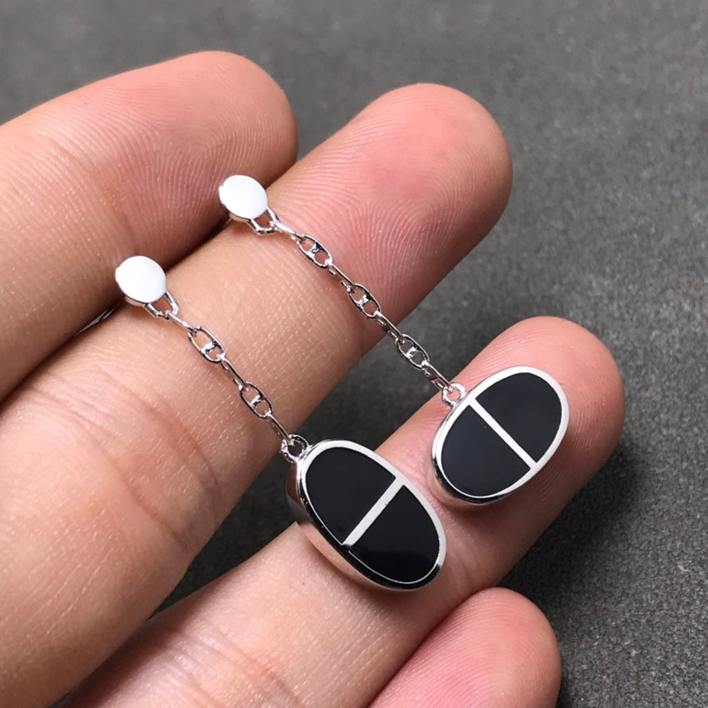 Imperial Chain Verso Ohrringe aus schwarzer Keramik und Silber