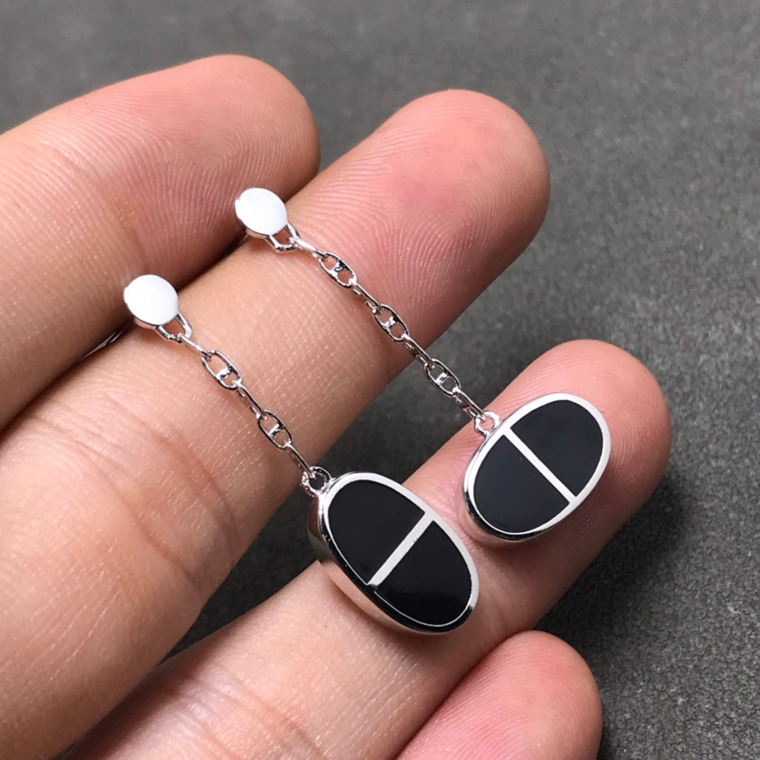 Imperial Chain Verso Ohrringe aus schwarzer Keramik und Silber