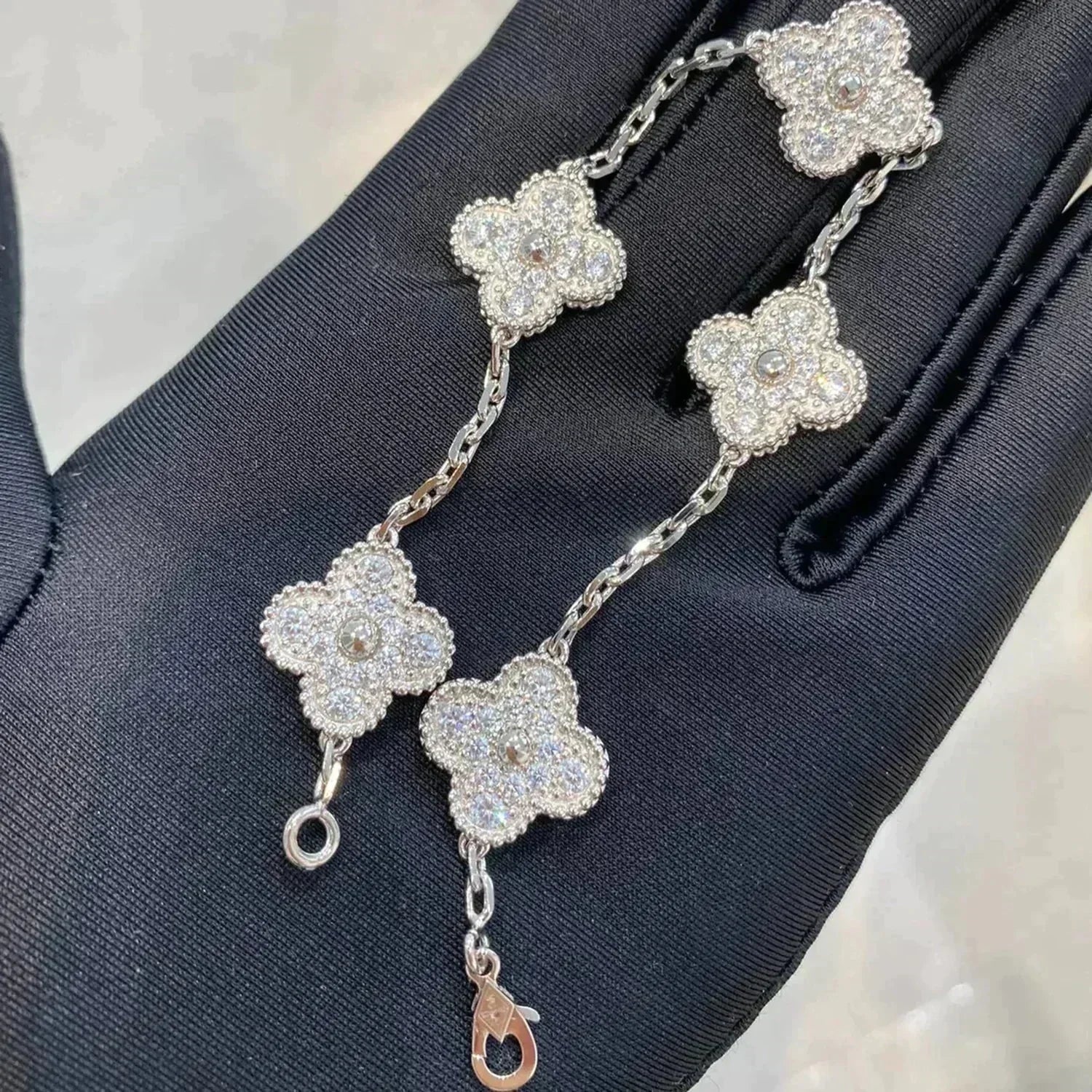 ¡®Imperial¡¯CLOVER 5 MOTIFS  DIAMOND BRACELET SILVER