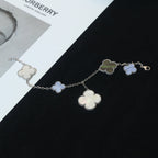 ¡®Imperial¡¯CLOVER BRACELET 5 MOTIFS MOP CHALCEDONY SILVER