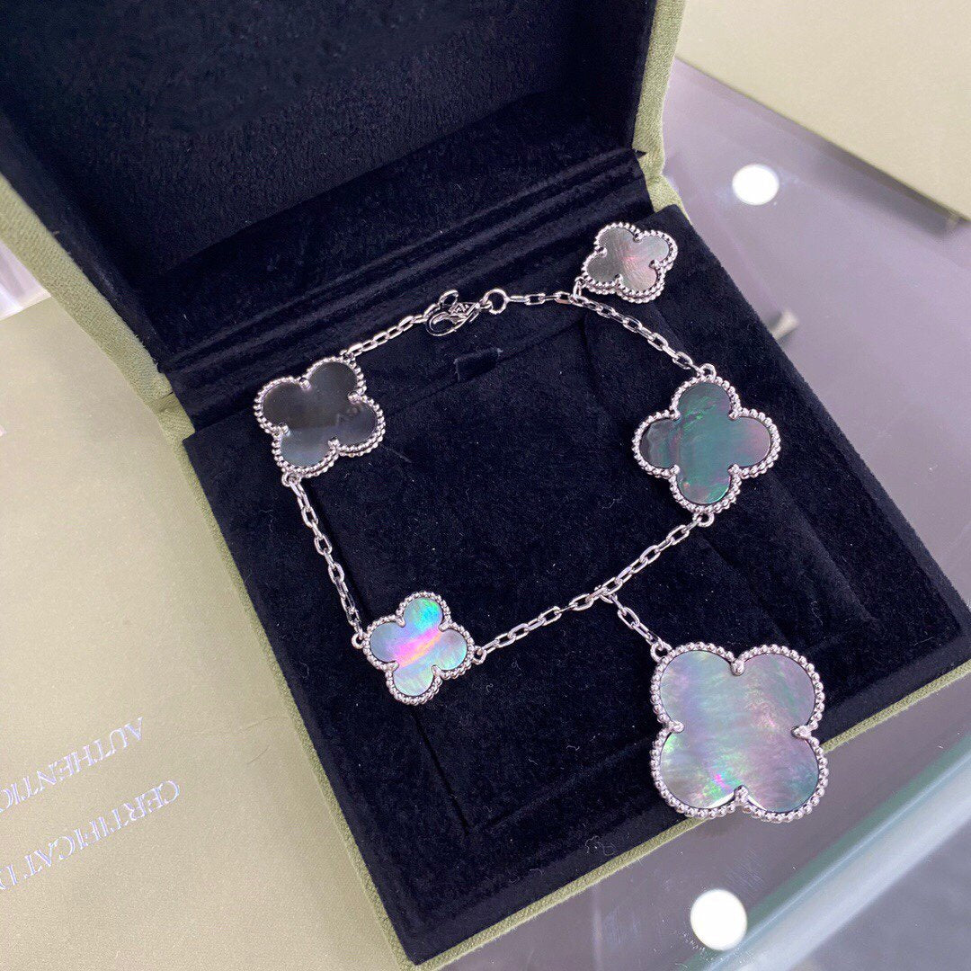 Imperial CLOVER 5 MOTIFS SIVLER DARK MOP ARMBAND