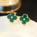 ¡®Imperial¡¯CLOVER MEDIUM 1 MOTIFS MALACHITE DIAMOND EARRINGS
