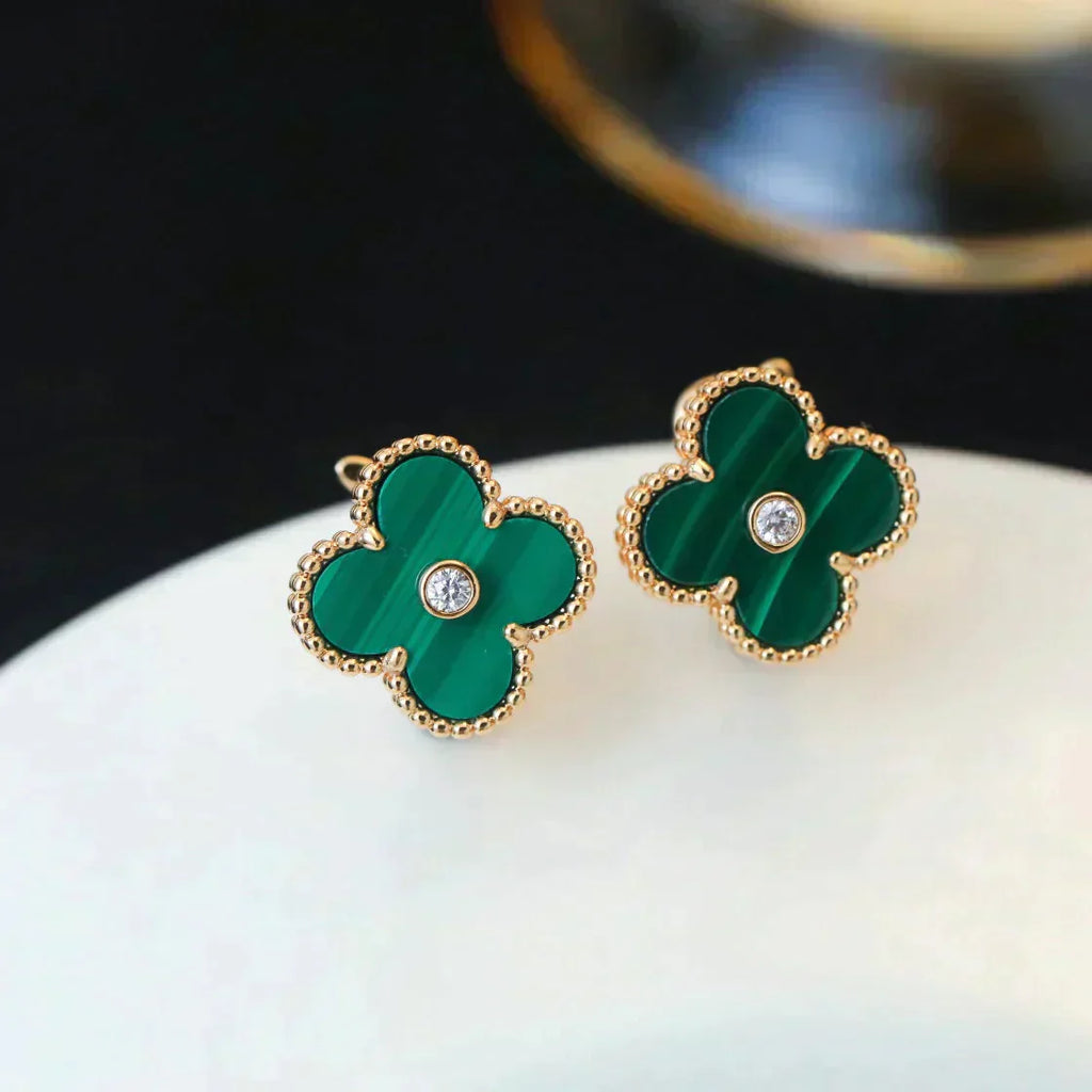 ¡®Imperial¡¯CLOVER MEDIUM 1 MOTIFS MALACHITE DIAMOND EARRINGS