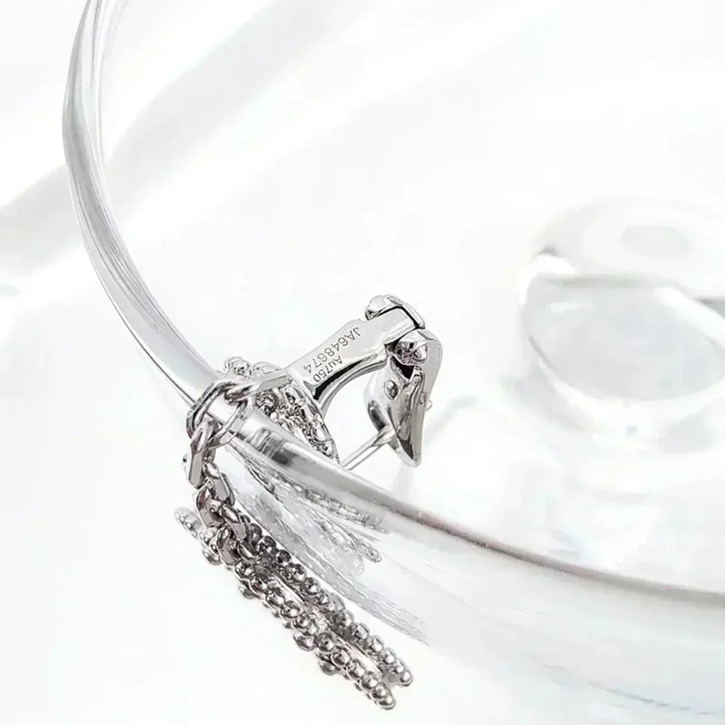 Imperial-Ohrringe mit Kleeblattmotiven, Diamant und Onyx, Silber