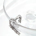 Imperial-Ohrringe mit Kleeblattmotiven, Diamant und Onyx, Silber