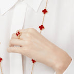 Imperial CLOVER CARNELIAN RING ROSE GOLD DIAMOND