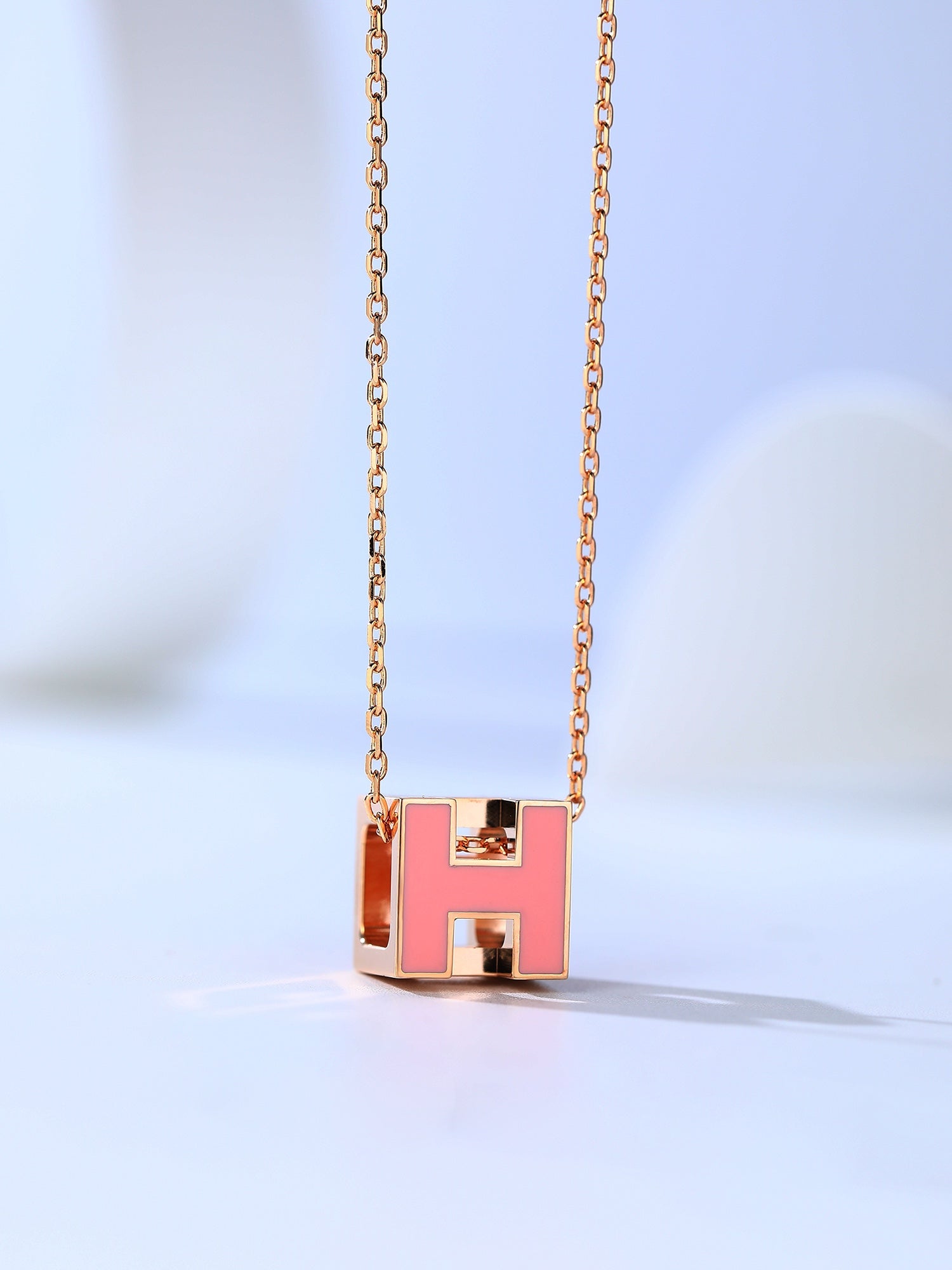 Imperial H CAGE PINK GOLD NECKLACE