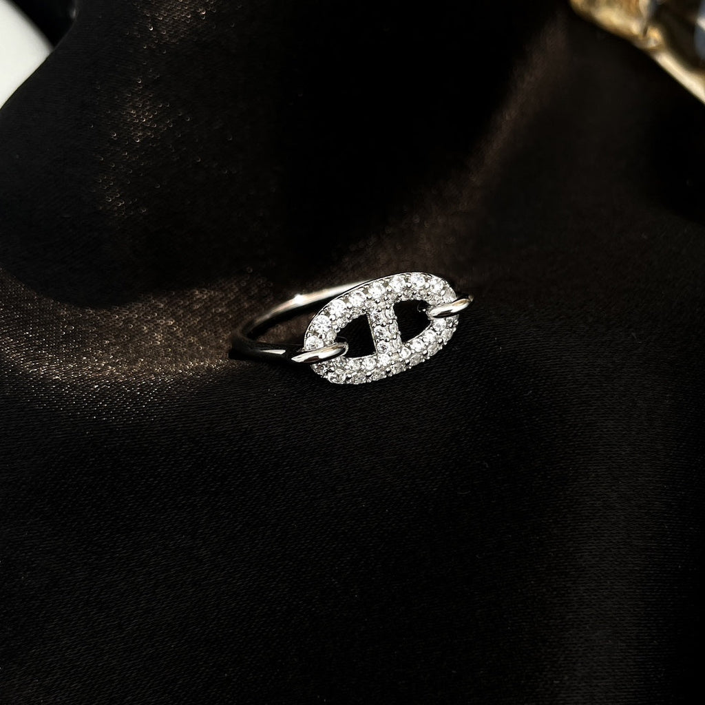 Imperial Ronde kleiner Silberring mit Diamanten