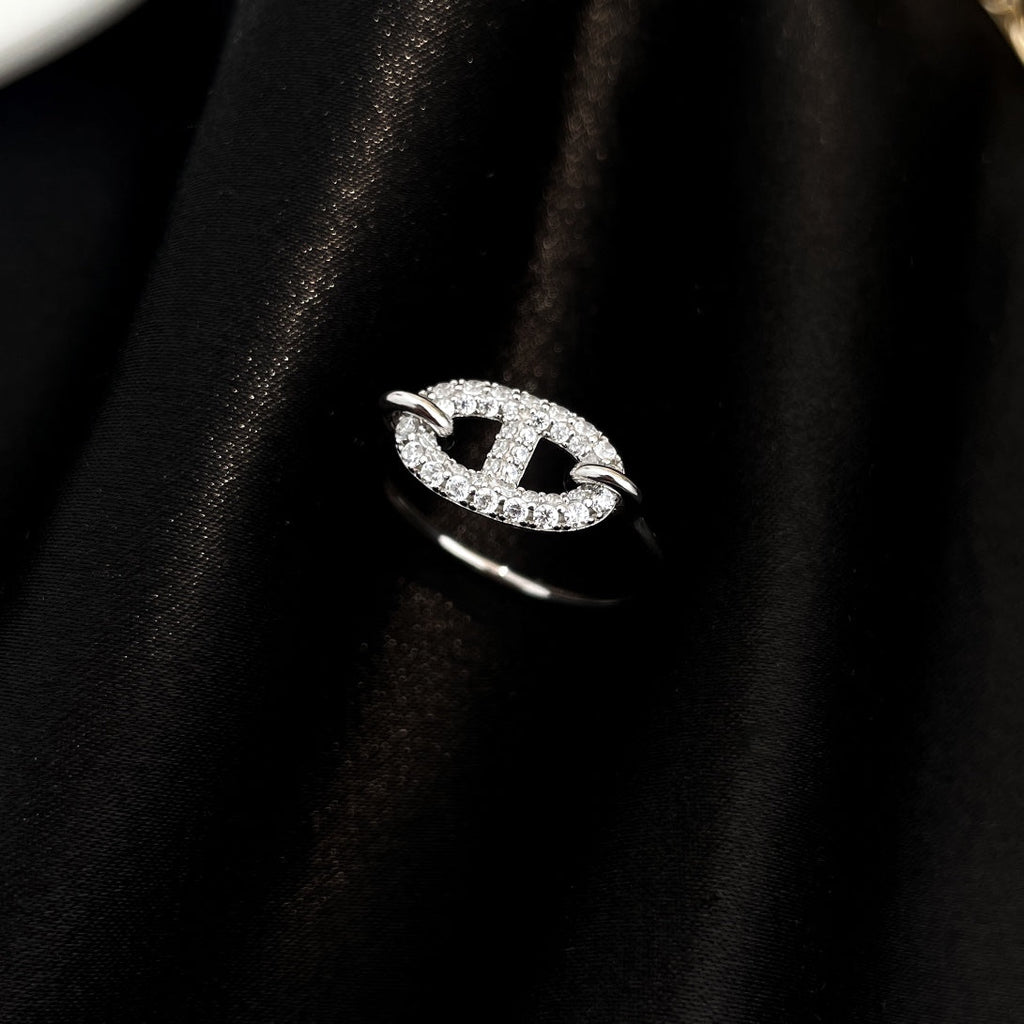 Imperial Ronde kleiner Silberring mit Diamanten