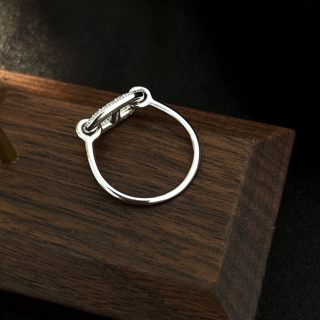 Imperial Ronde kleiner Silberring mit Diamanten