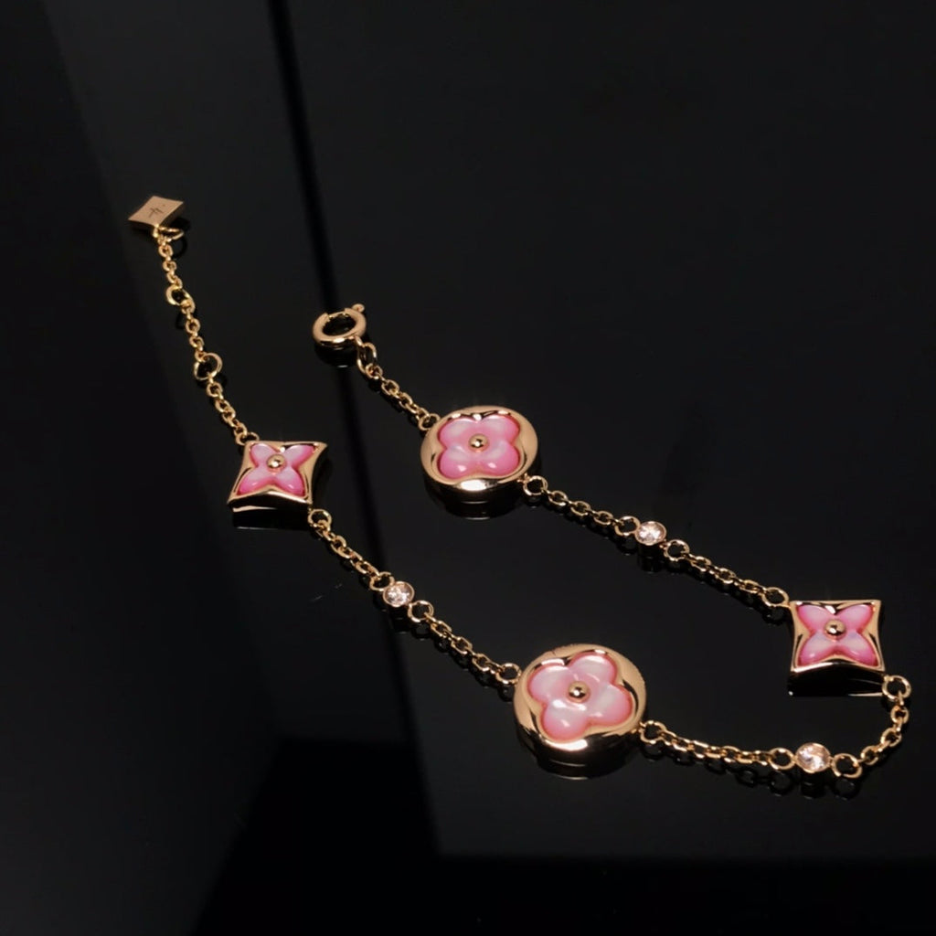 ¡®Imperial¡¯STAR AND SUN 4 MOTIF PINK MOP PINK GOLD BRACELET