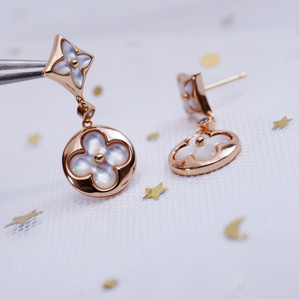 ¡®Imperial¡¯STAR AND SUN PINK GOLD MOP DROP EARRINGS
