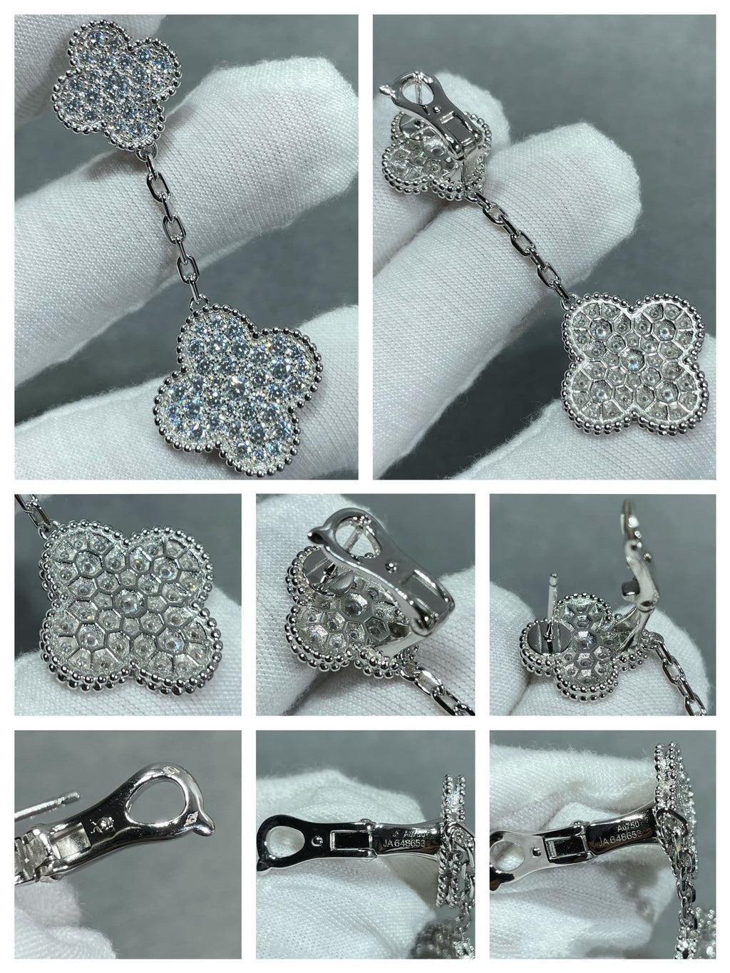 ¡®Imperial¡¯CLOVER 2 MOTIFS DIAMOND PAVED SILVER EARRINGS