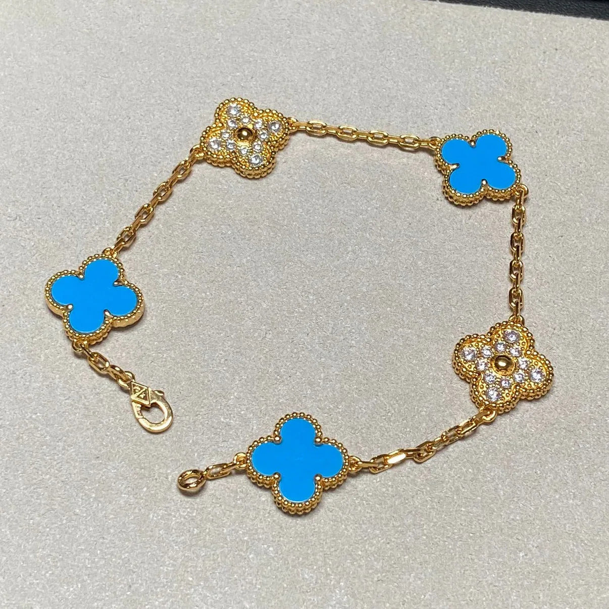 [Imperial]Nueva COLECCIÓN DE BRAZALETE TREBOL 5 MOTIVOS AGATA AZUL
