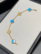 [Imperial]Nueva COLECCIÓN DE BRAZALETE TREBOL 5 MOTIVOS AGATA AZUL