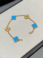 [Imperial]Nueva COLECCIÓN DE BRAZALETE TREBOL 5 MOTIVOS AGATA AZUL