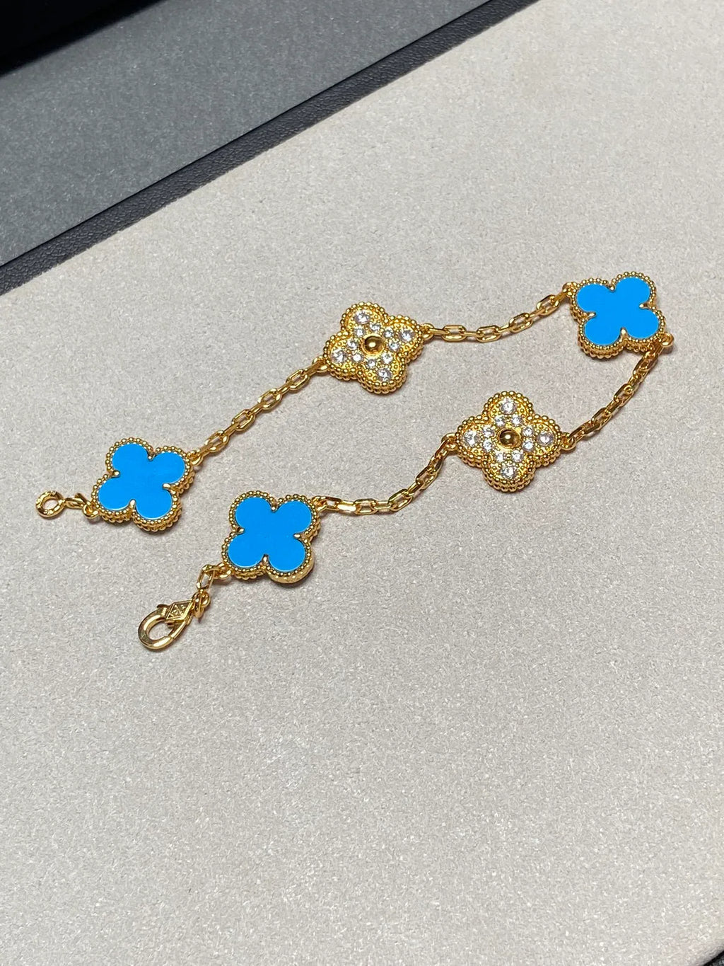 [Imperial]Nueva COLECCIÓN DE BRAZALETE TREBOL 5 MOTIVOS AGATA AZUL