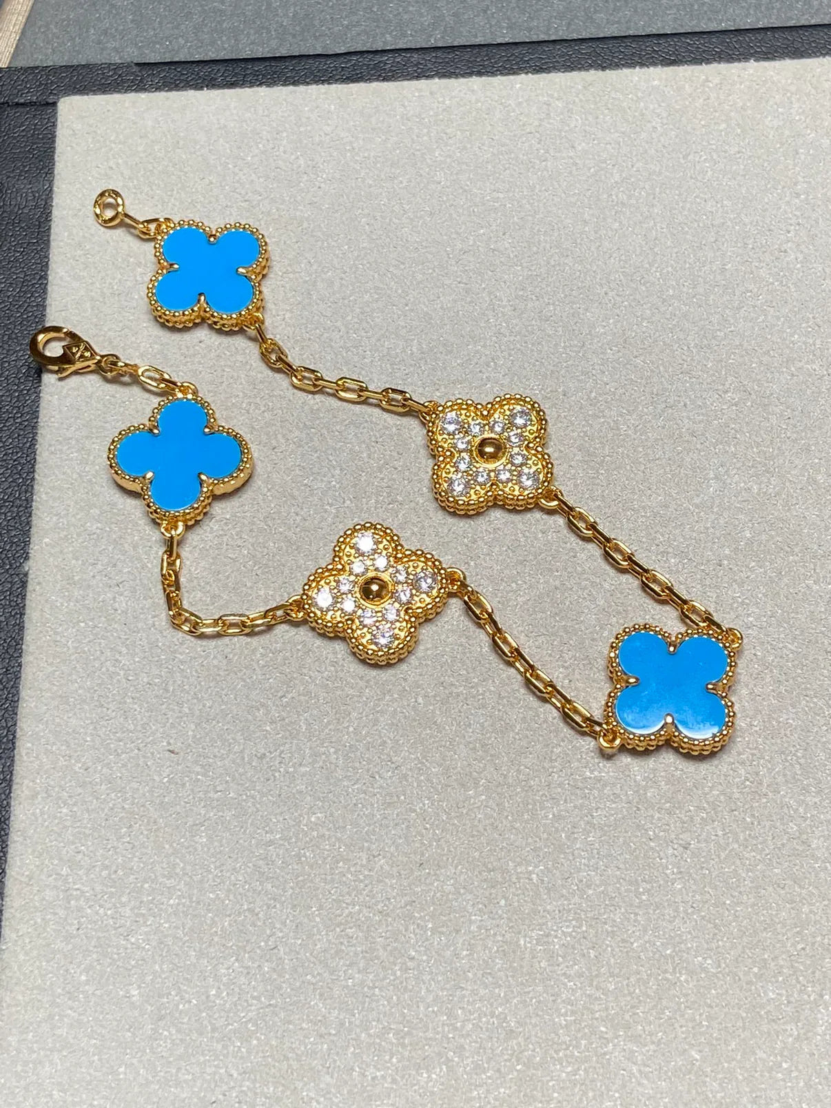 [Imperial]Nueva COLECCIÓN DE BRAZALETE TREBOL 5 MOTIVOS AGATA AZUL