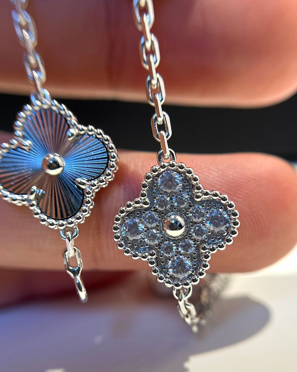 ¡®Imperial¡¯CLOVER 5 MOTIF SILVER DIAMOND BRACELET