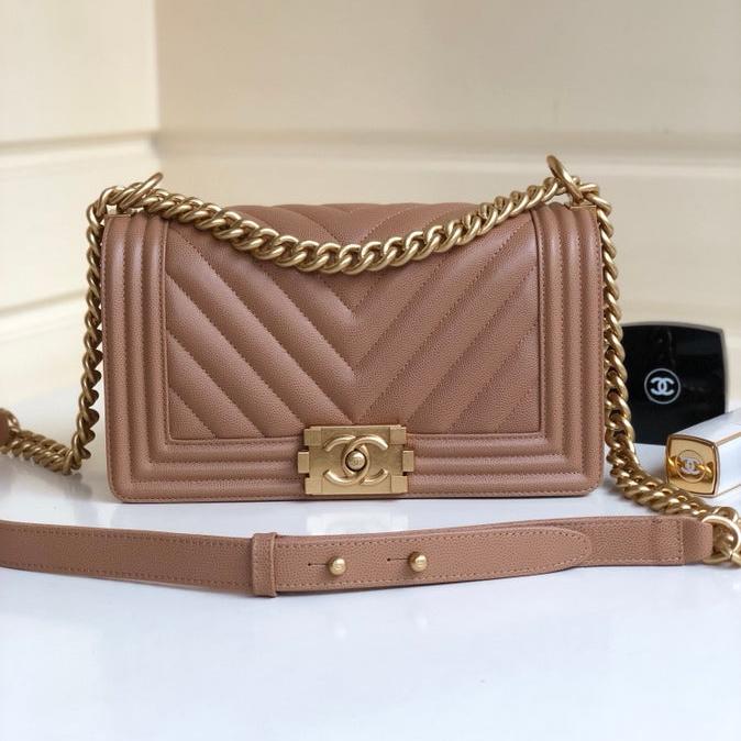 CC ミディアム 25 ボーイバッグ（アッシュブラウン ラムスキン、シルバー金具）