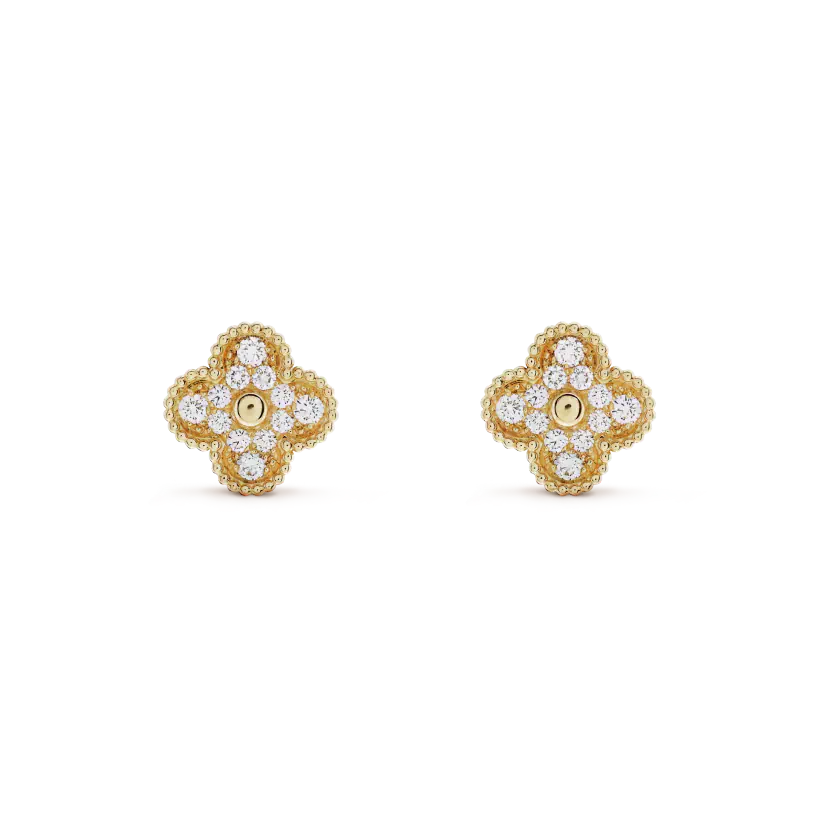 Imperial CLOVER MEDIUM 1 MOTIFS FUll DIAMOND EARRINGS
